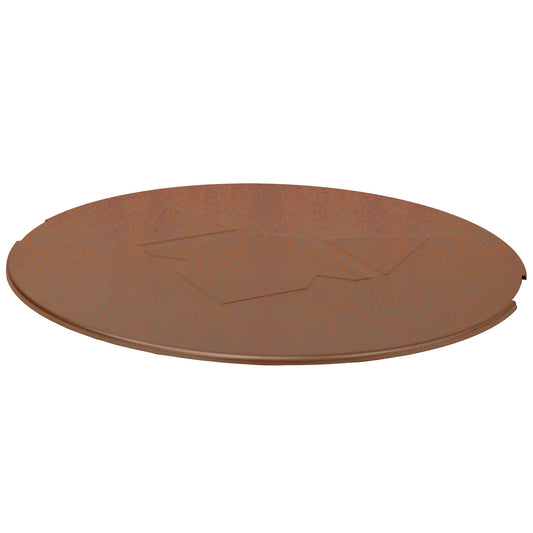 Freisteller Deckel für FENNEK Feuerschale aus Stahl in Rostoptik.