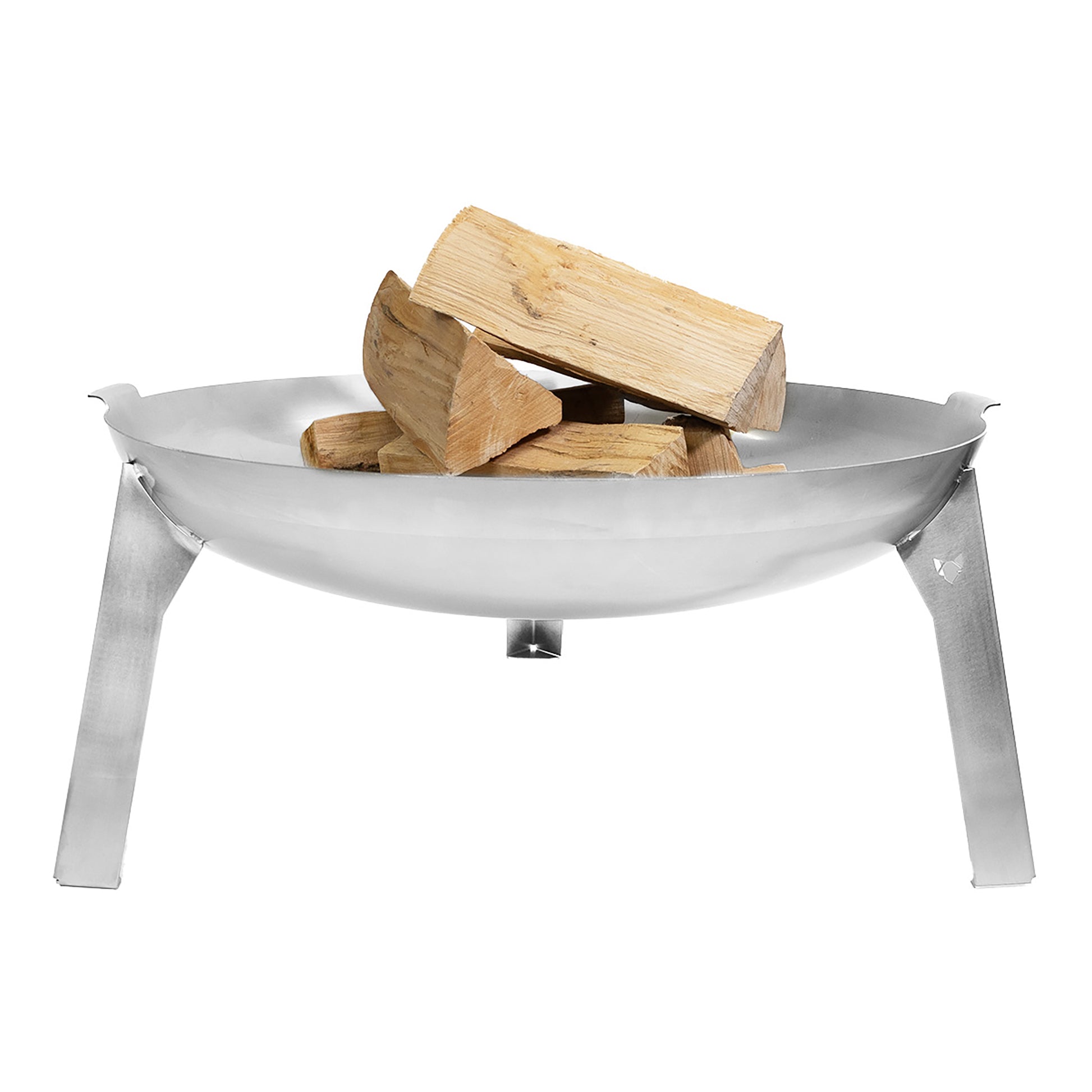 Freisteller Feuerschale Edelstahl groß mit Holz