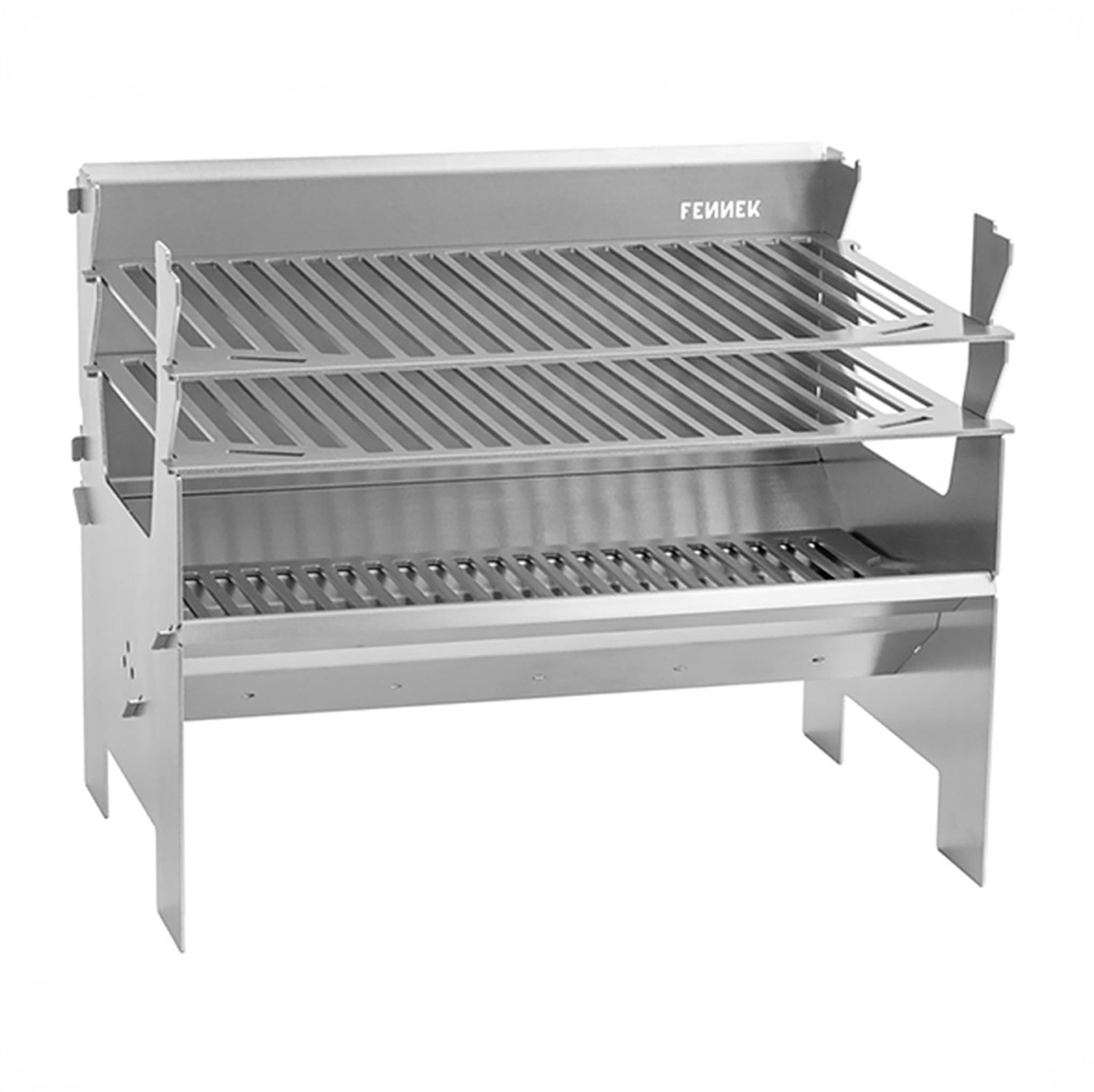 Fennek 2.0 Holzkohlegrill aus Edelstahl mit 2 eingesetzten Grillroste.