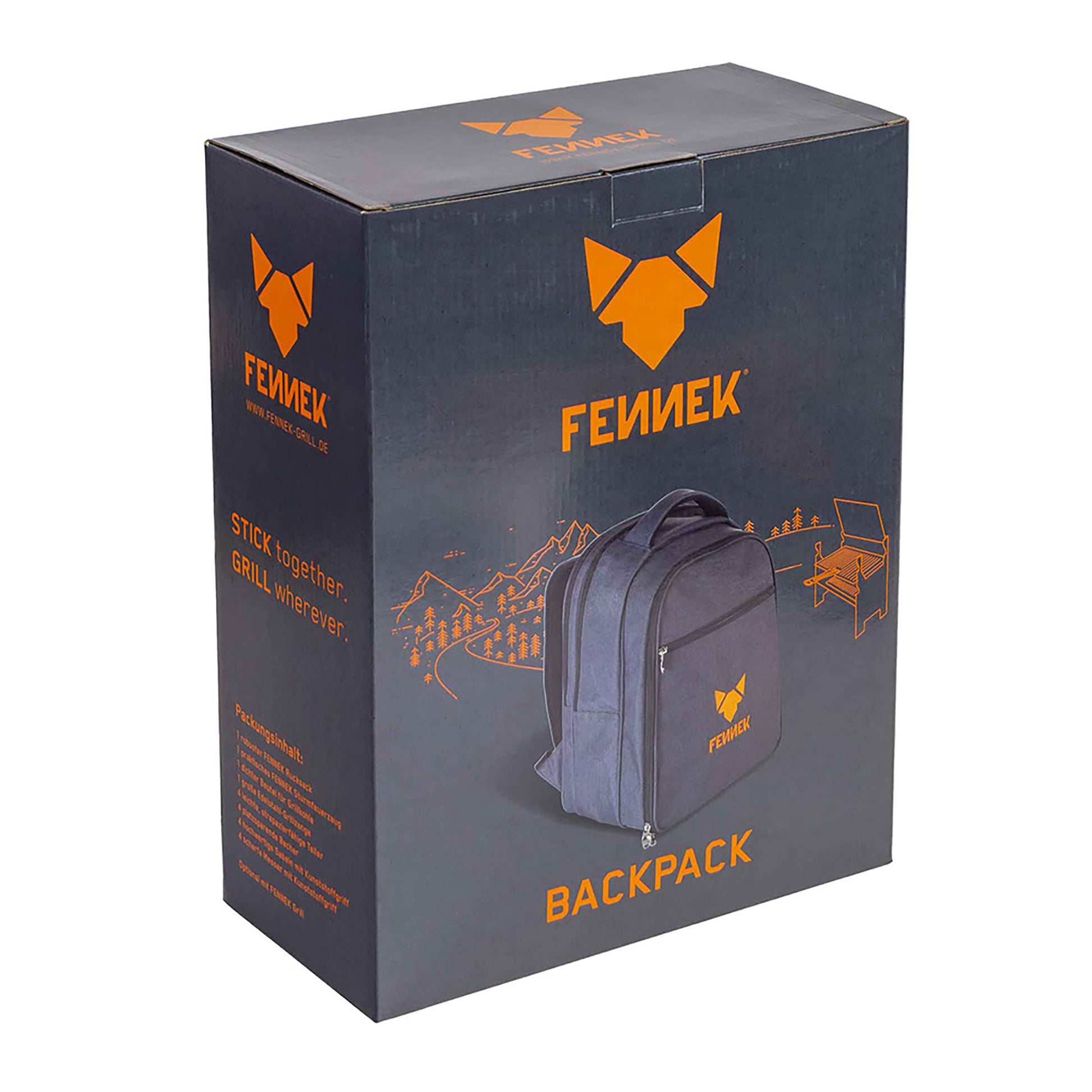 Freisteller vom Karton des FENNEK Backpack - dem Picknick Rucksack!