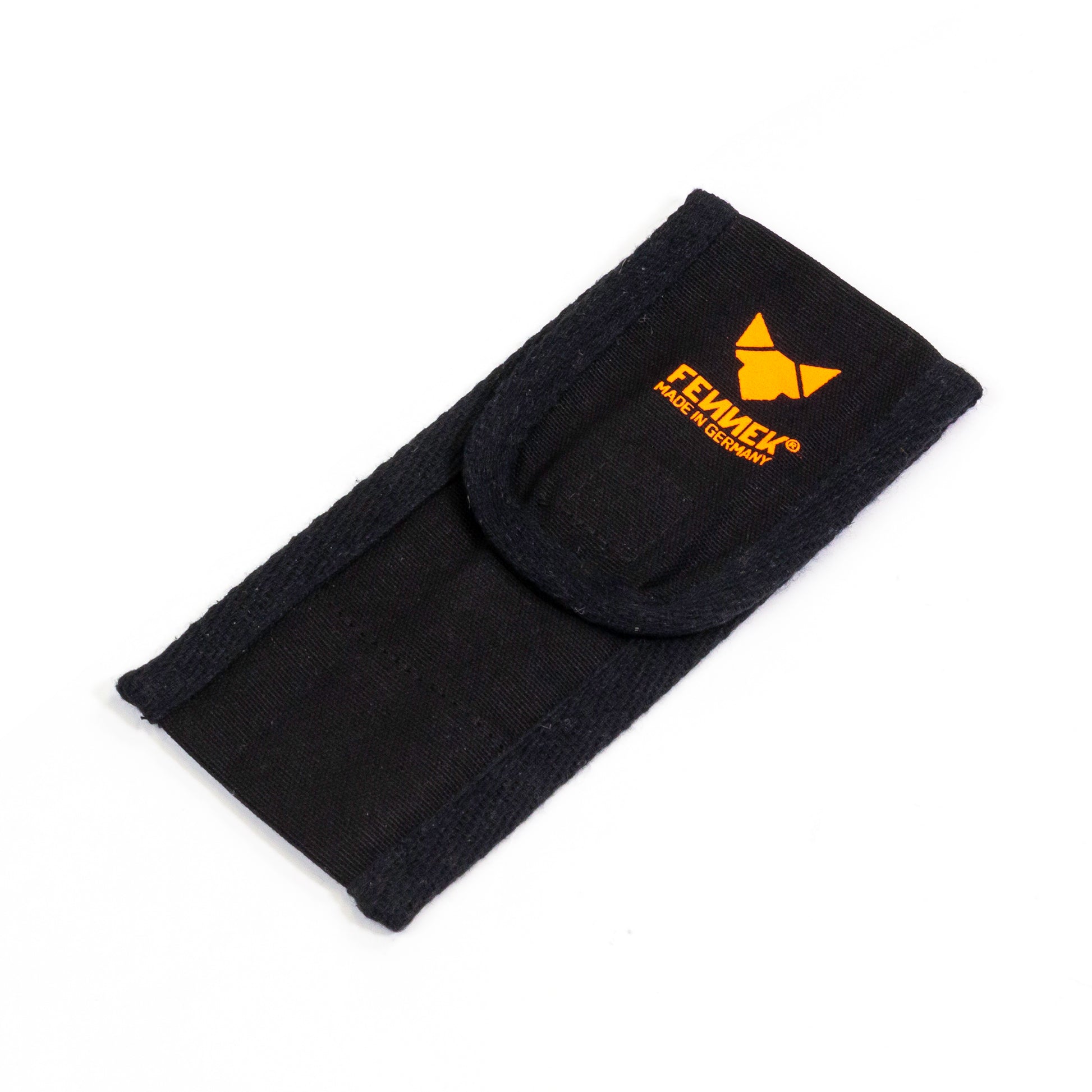 Schwarze Baumwolltasche mit FENNEK Logo-Aufdruck in orange