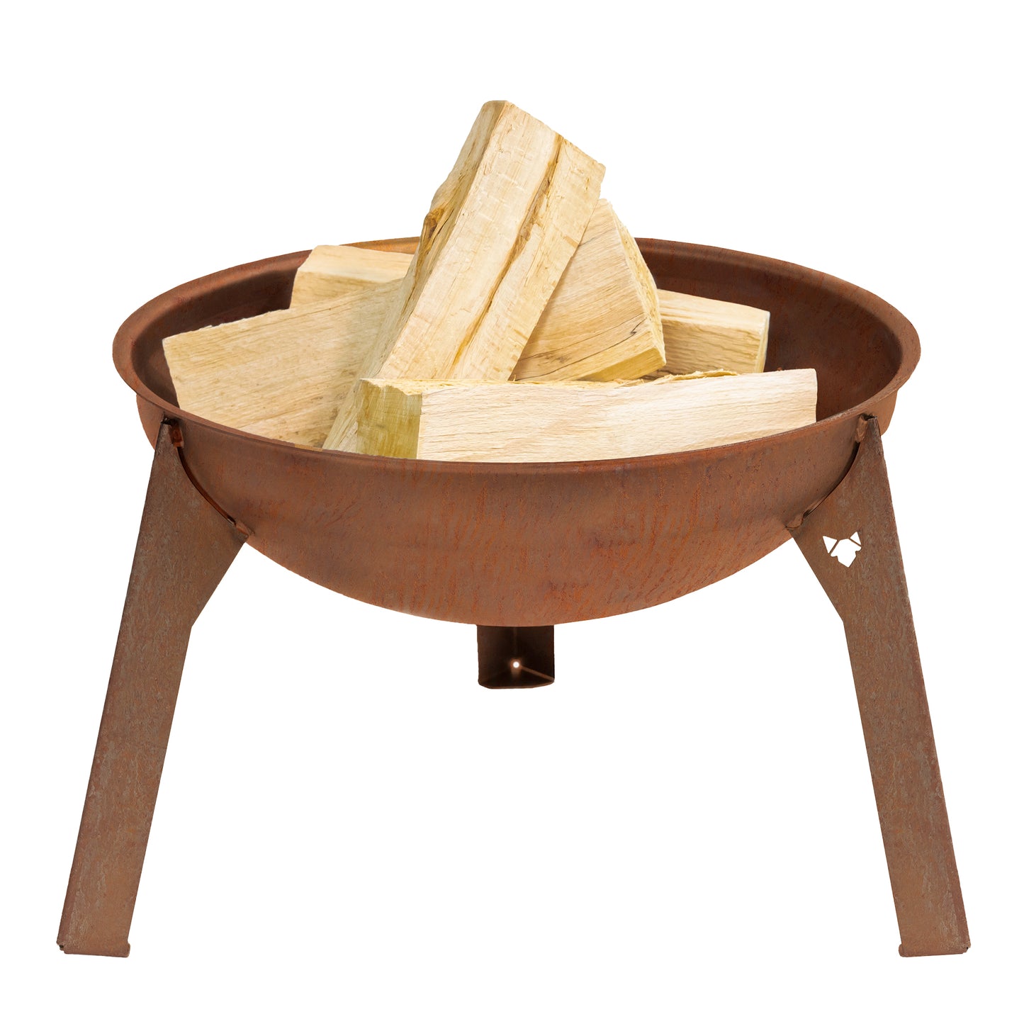 Freisteller der FENNEK Feuerschale Rustic mit dunkler Rostoptik.