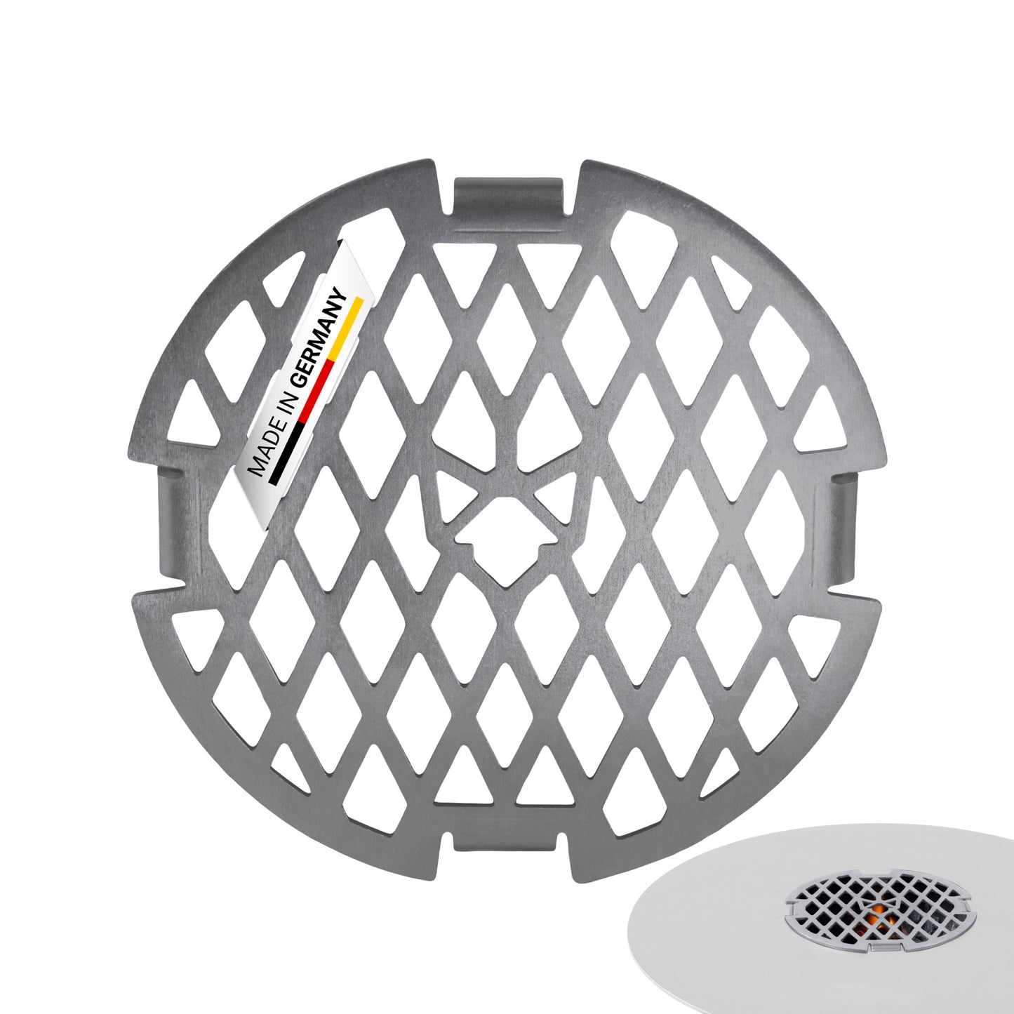 FENNEK Grillrost für Feuerplatten mit 20 cm Öffnung - aus 4,0 mm dickem hochwertigem Edelstahl. Made in Germany.