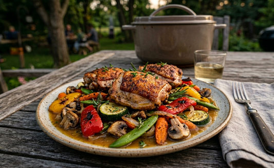 Pollo Fino auf buntem Gemüsebett – Mediterraner Genuss aus dem Dutch Oven