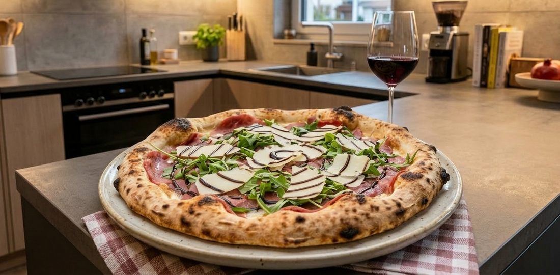 Vorspeisen-Pizza mit Carpaccio und Rucola