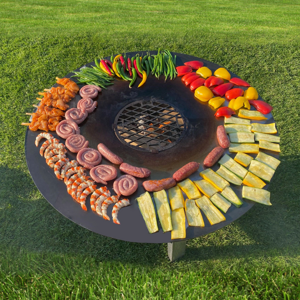 FENNEK Feuerplatte Ø 80 cm aus 5 mm Feinkornstahl für Feuertonnen Feuerschale Grill mit 20 cm Loch