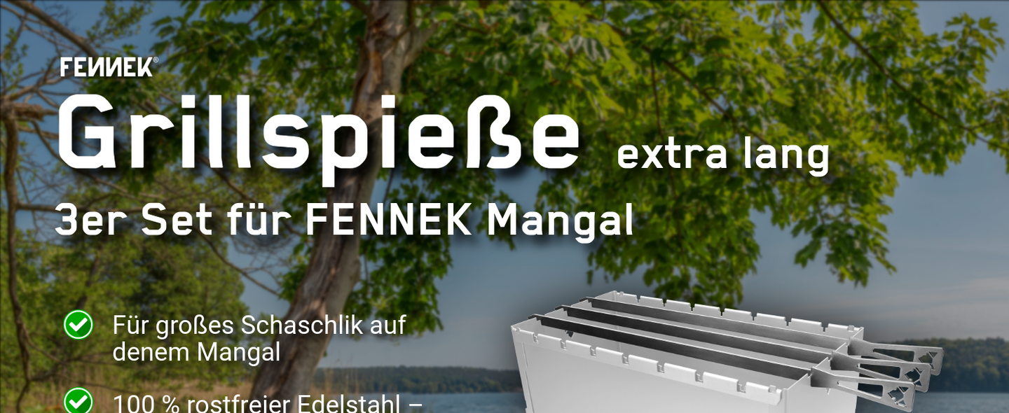 FENNEK Spieße 3er-Set extra lang für FENNEK Mangal Schaschlik-Grill.  