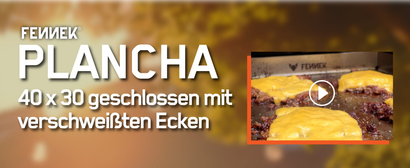 Titelbild zum Video, in welchem die Vielseitig der FENNEK Plancha 40 x 30 cm geschlossen mit verschweißten Ecken gezeigt wird.