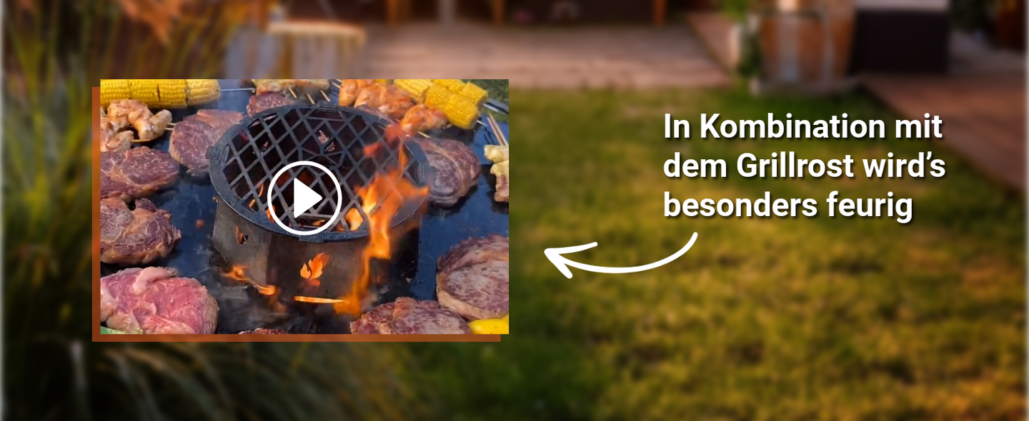 Titelbild zum Video, in welchem der Wok-Aufsatz in Aktion gezeigt wird und in Kombination mit den FENNEK Grillrost