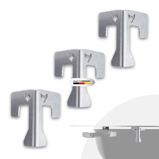 FENNEK Universal Abstandshalter aus Edelstahl - Made in Germany. 3er Set vor weißem HIntergrund.