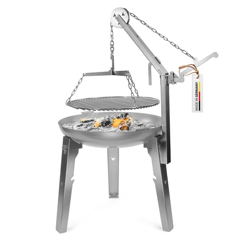 Allround fire bowl with swivel grill extension