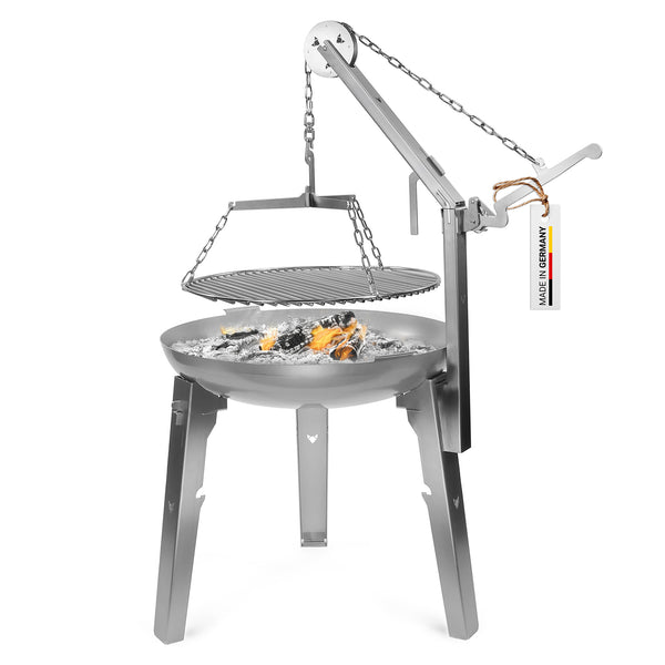 Allround fire bowl with swivel grill extension