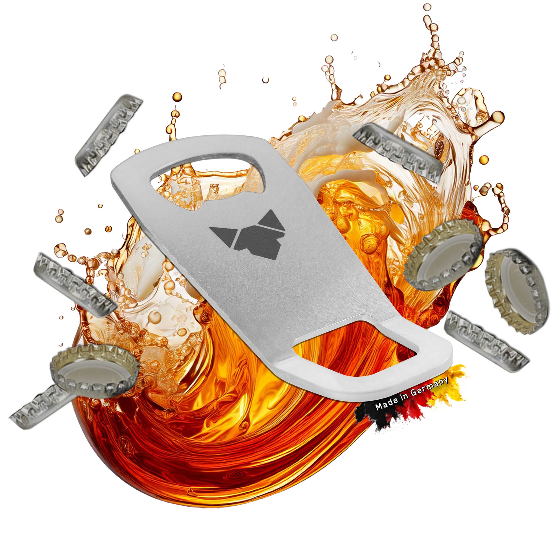 Titelbild vom FENNEK Captain Cork Magnetisch Mobil. Im Hintergrund sieht man fließendes Bier und umherfliegende Kronkorken. Made in Germany