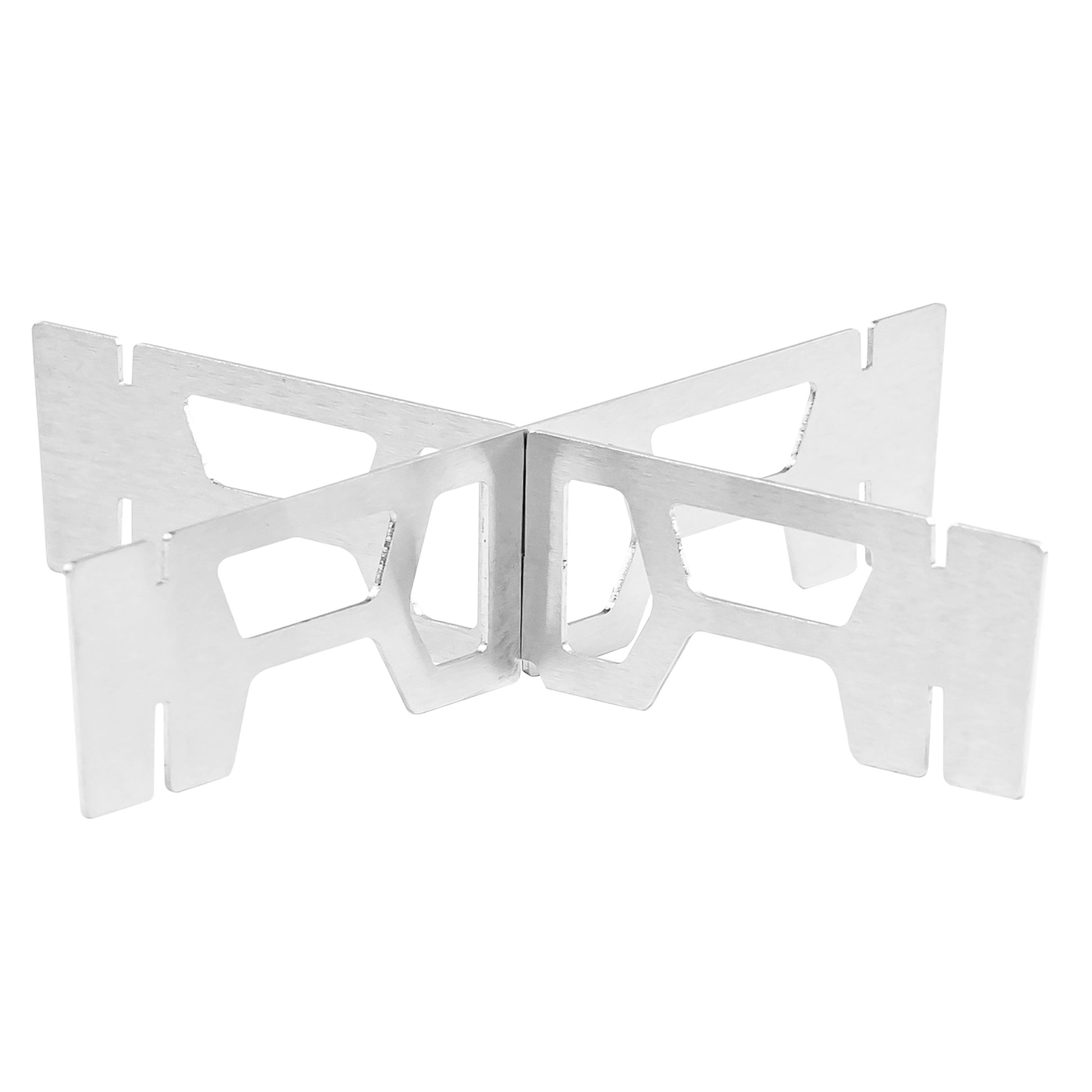 Zusammengestecktes Topfkreuz aus Edelstahl.