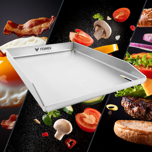 FENNEK Universal Plancha 40 x 30 x 4 cm mit Vorderkante und Ablaufloch