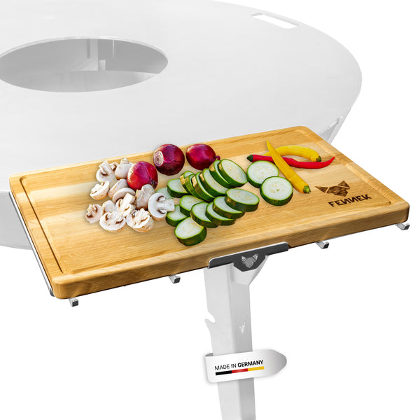 FENNEK Universal BBQ Brett- & Besteckhalter inkl. Schneidebrett für Feuerplatten