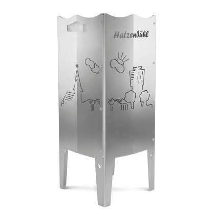 FENNEK Feuersäule aus Edelstahl oder Stahl. Made in Germany. Motiv Hatzenbühl, für Hatzebehler aus Hatzebehl!