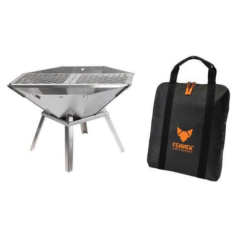 Feuerschale Oktagon mit Füßen, Grillrost und Tasche