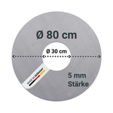 FENNEK Feuerplatte Ø 80 cm aus 5 mm Feinkornstahl für Feuertonnen Feuerschale Grill mit 30 cm Loch