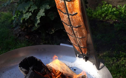 Feuerschale 3Pod Stahl mit Edelstahl Flammlachshalter und Grillhandschuhen aus Stoff