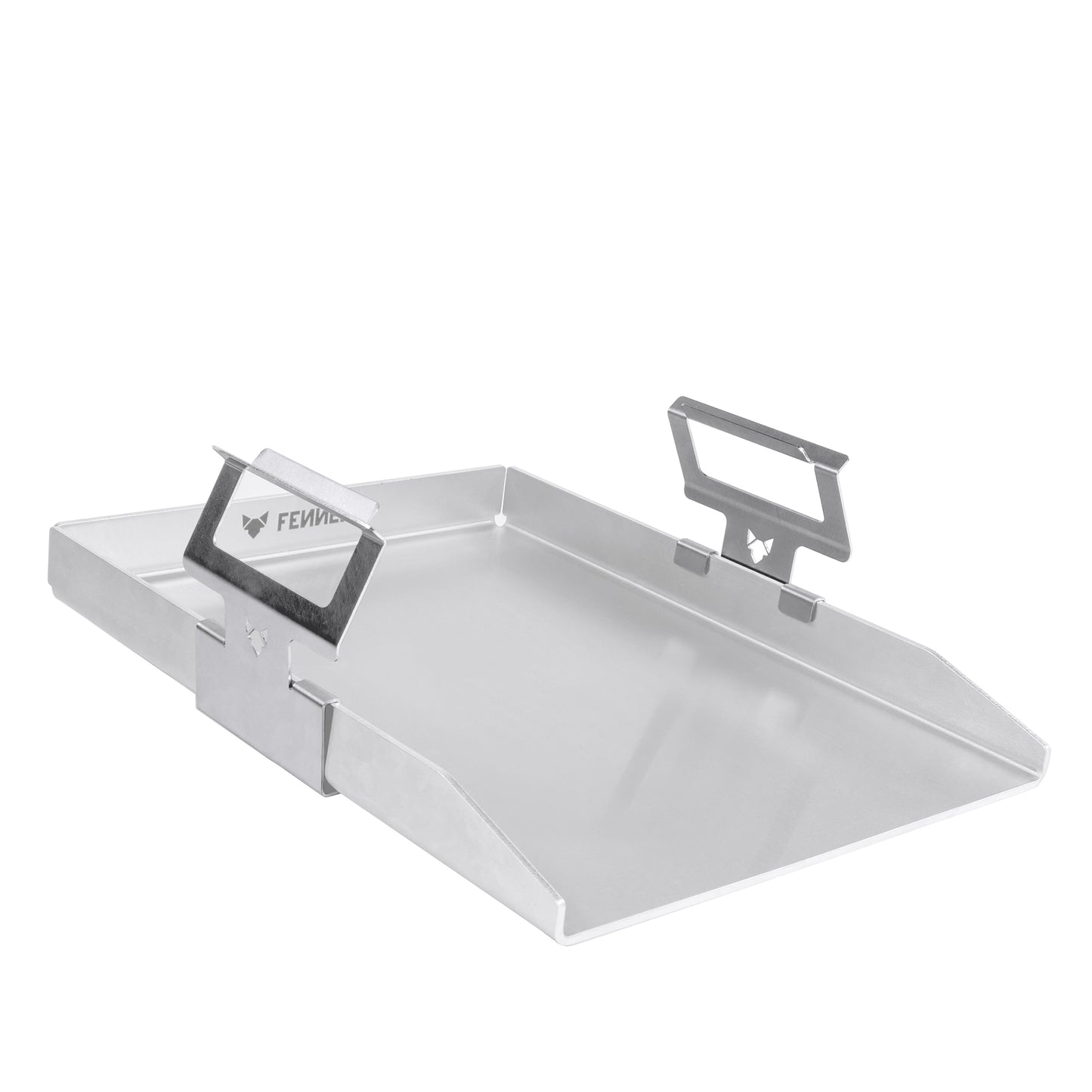 FENNEK Universal Griffe für Plancha Platten zum Bewegen einer heißen Plancha. Made iN Germany. Montiert an einer FENNEK Plancha Teppanyaki Grillplatte 40 x 30 cm