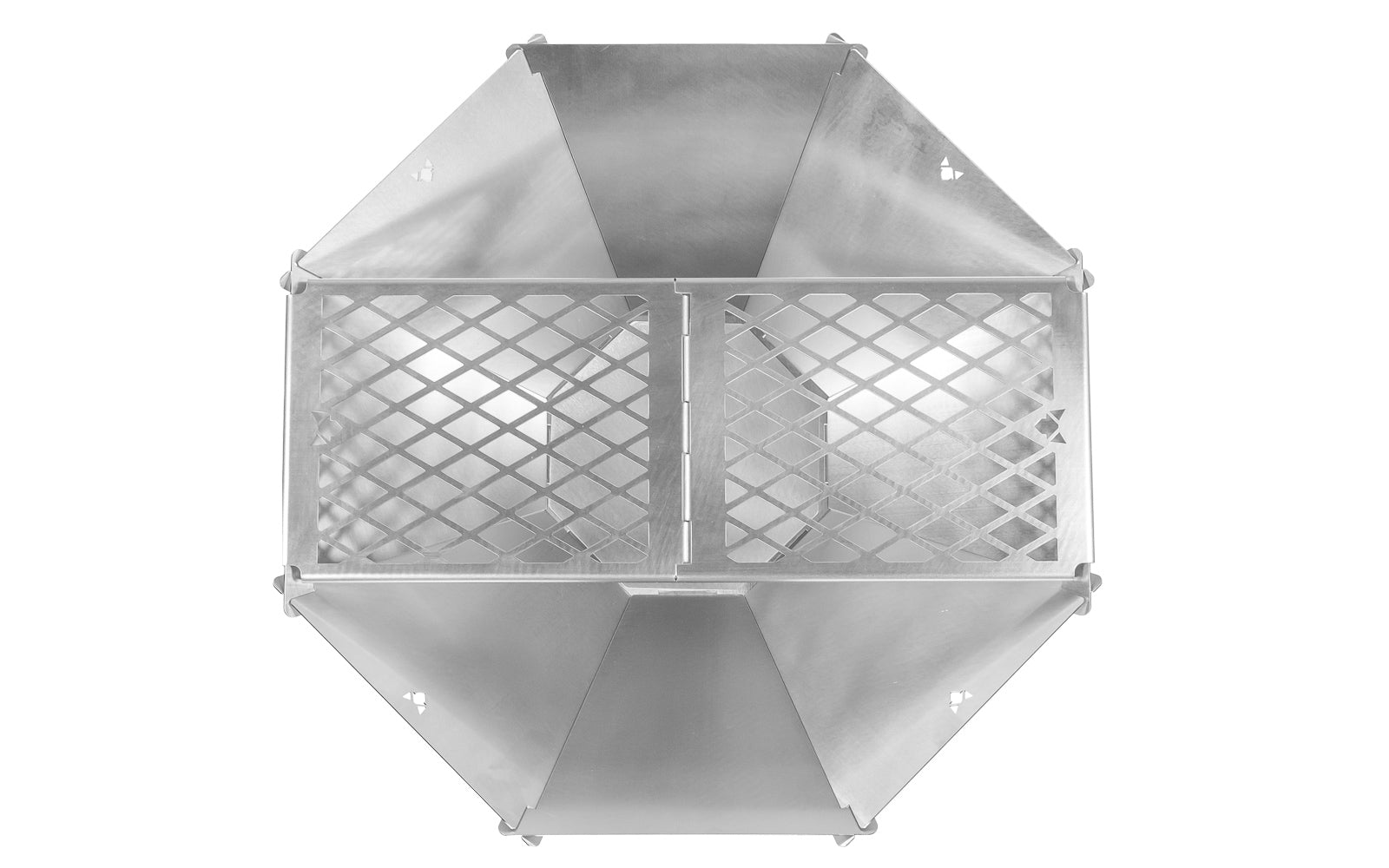 Bildaufnahme von oben von der FENNEK Feuerschale Oktagon mit Grillrost