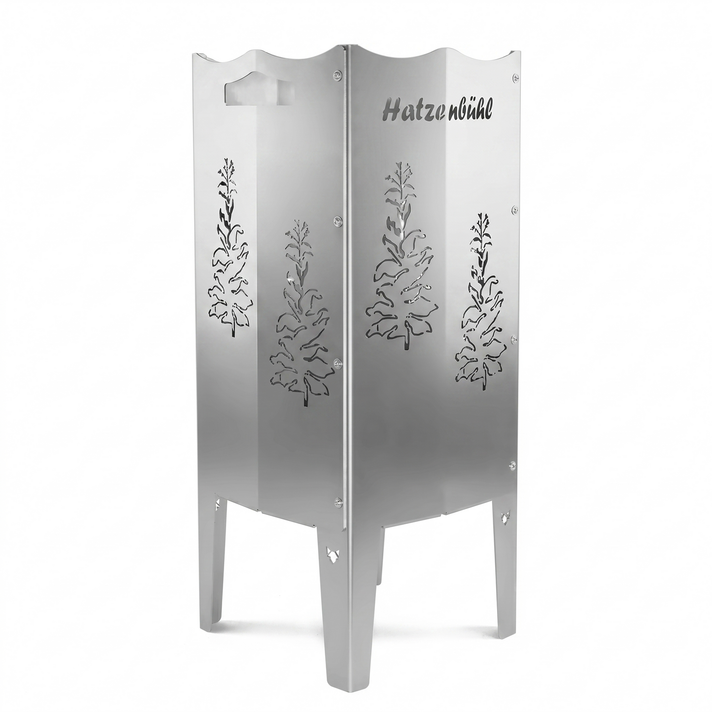 FENNEK Feuersäule aus Edelstahl oder Stahl. Made in Germany. Motiv Hatzenbühl, für Hatzebehler aus Hatzebehl!