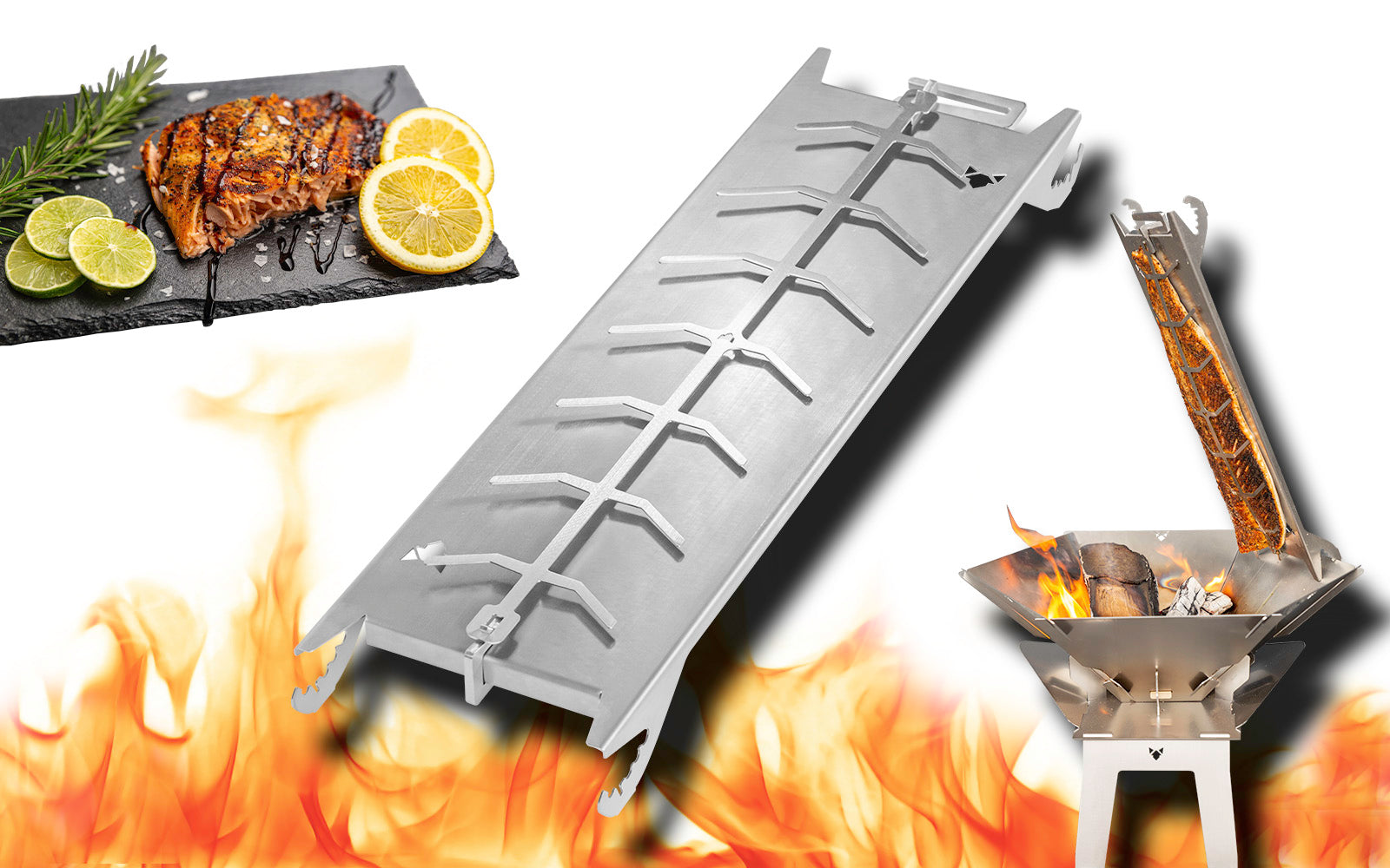 FENNEK stainless steel flame salmon holder – FENNEK Grill