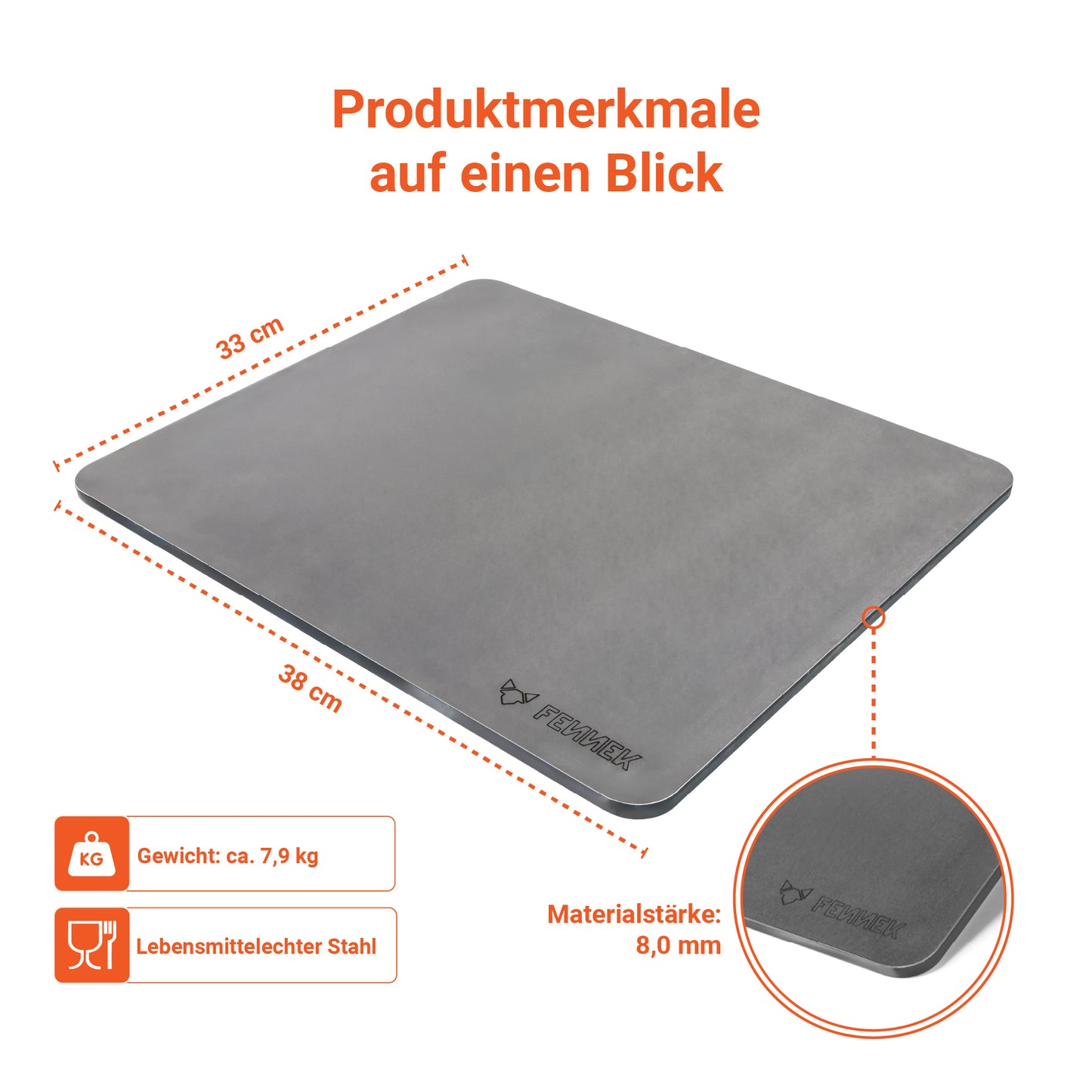 FENNEK Backstahl 38 x 33 x 0,8 cm