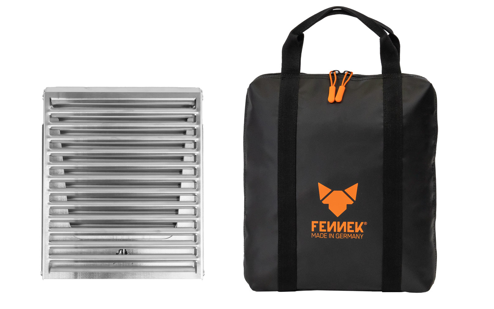 Freisteller vom FENNEK Klapprost XL und der kleinen Tasche mit Reißverschluss.
