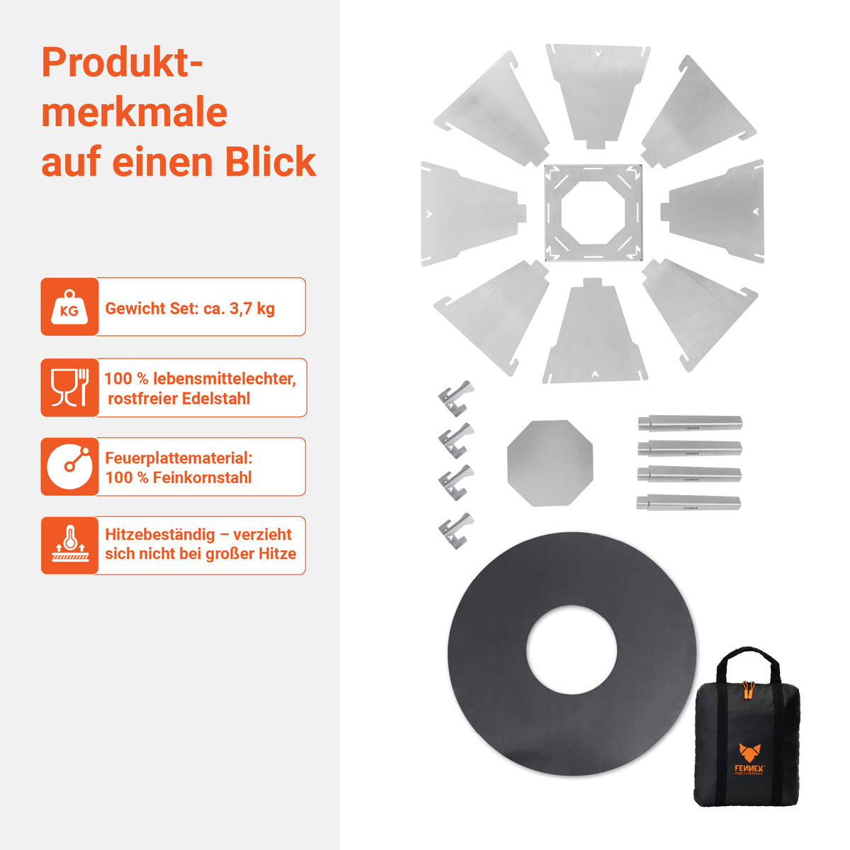 FENNEK Oktagon Set Infografik zu den Produktmerkmale