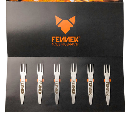 6 FENNEK Edelstahl Pieker liegen in ihrer vorgesehenen Verpackung