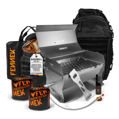 FENNEK Gasgrill | Profi Backpack-Set | personalisierbar