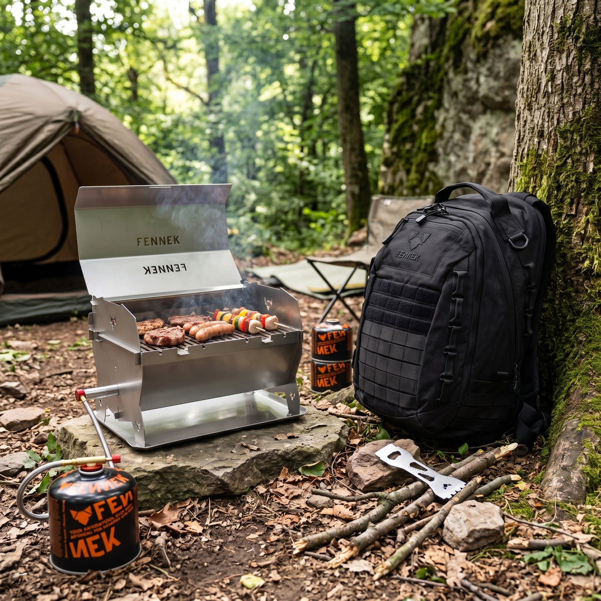 FENNEK Gasgrill | Profi Backpack-Set | personalisierbar