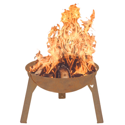 Freisteller der FENNEK Feuerschale Rustic mit Lagerfeuer.