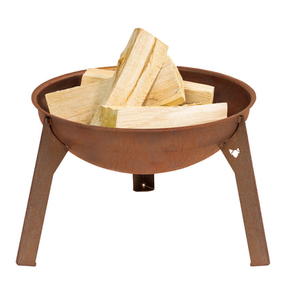 Freisteller der FENNEK Feuerschale Rustic mit dunkler Rostoptik.