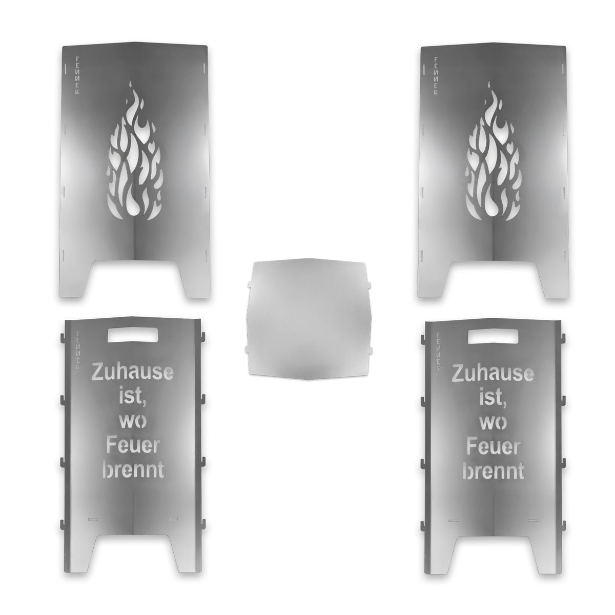 FENNEK Feuersäule personalisiert mit mit eigenen Motiven Übersicht, freigestellt auf weißem Hintergrund