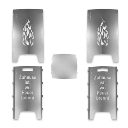 FENNEK Feuersäule personalisiert mit mit eigenen Motiven Übersicht, freigestellt auf weißem Hintergrund