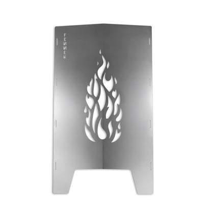 FENNEK Feuersäule personalisiert mit mit Feuer Motiv, freigestellt auf weißem Hintergrund