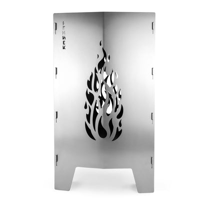 FENNEK Feuersäule personalisiert mit mit eigenem Motiv, freigestellt auf weißem Hintergrund