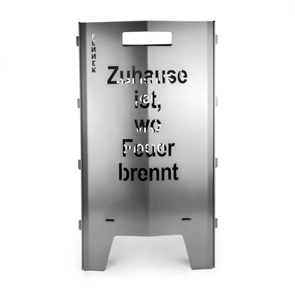 FENNEK Feuersäule personalisiert mit mit eigenem Motiv, freigestellt auf weißem Hintergrund