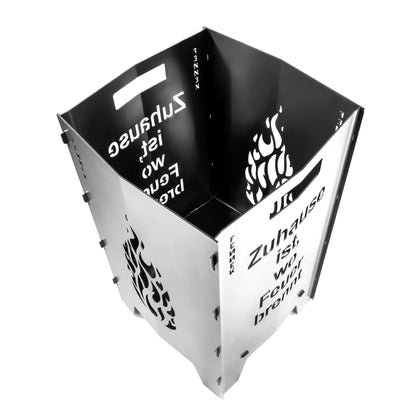 FENNEK Feuersäule personalisiert mit mit eigenem Motiv, Obere Ansicht, freigestellt auf weißem Hintergrund