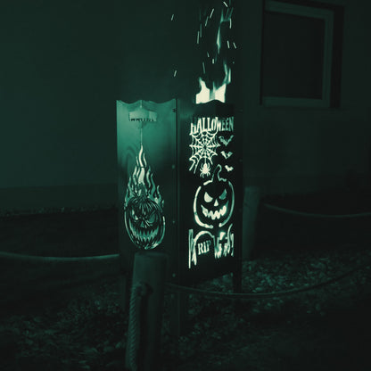 Halloween Feuersäule mit verschiedenen Logos und Motiven