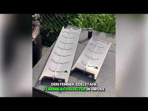 Erklärvideo vom FENNEK Edelstahl Flammlachshalter für breite Feuerschalen bis 4 cm Rand & Feuertonnen. 